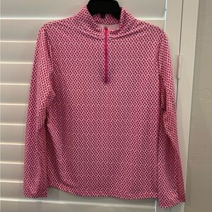 NWT Ladies GOTTEX Pink Geo Luxe Golf/Tennis Shirt-Size Large
